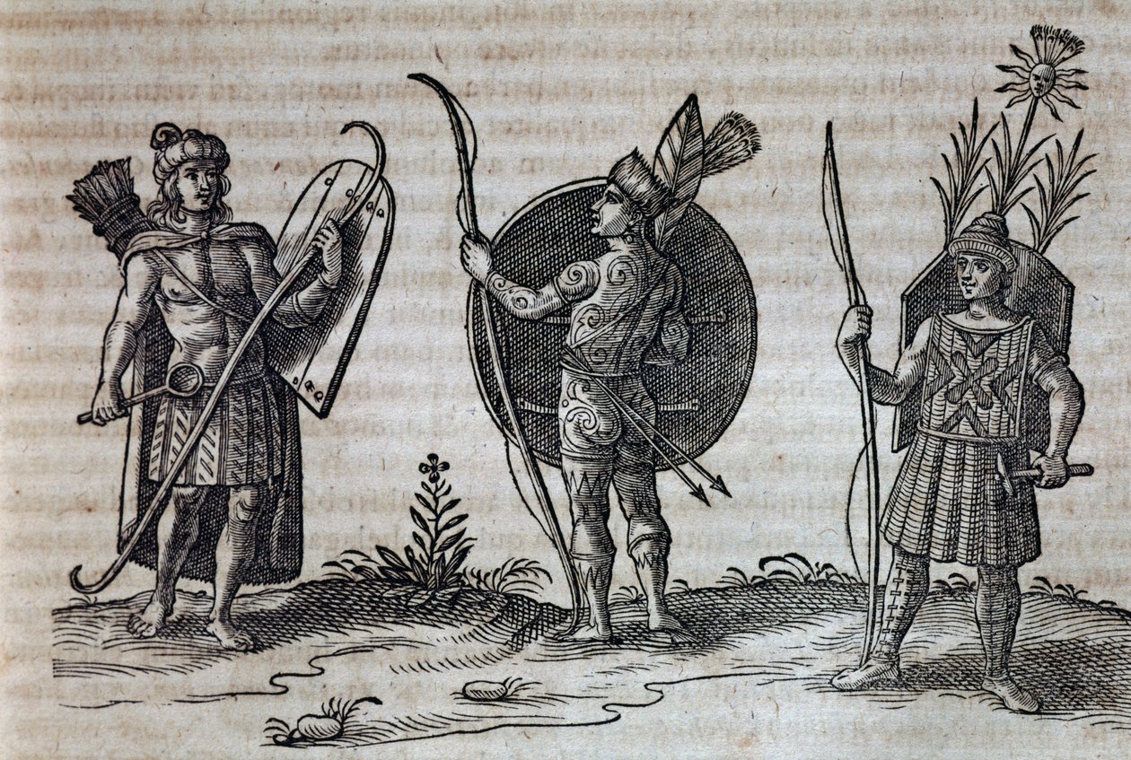 Types of French Canadian Indians, illustration from Description of Nouvelle-France بواسطة الكسندر جبرائيل (بعد) ديكامبس
