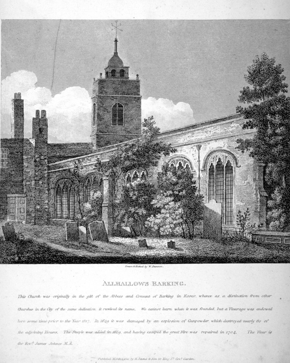 All Hallows-by-the-Tower Church ، لندن ، ١٨١٠ بواسطة وليام بيرسون