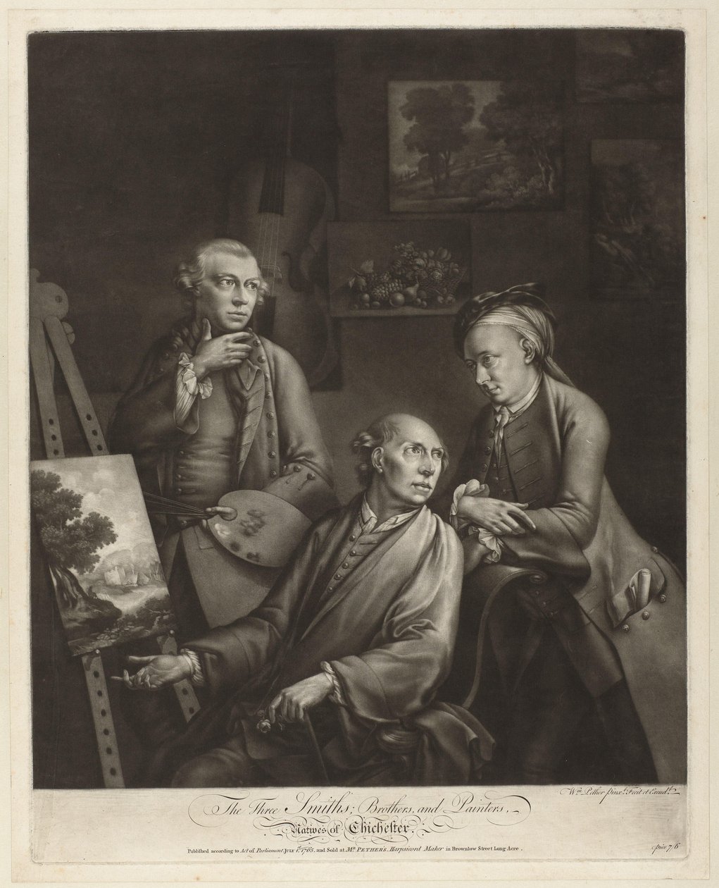 Portret van William، John en George Smith of Chichester الثلاثة حدادون. الإخوة والرسامين ، سكان تشيتشيستر الأصليين (العنوان على الكائن) بواسطة وليام بيتر