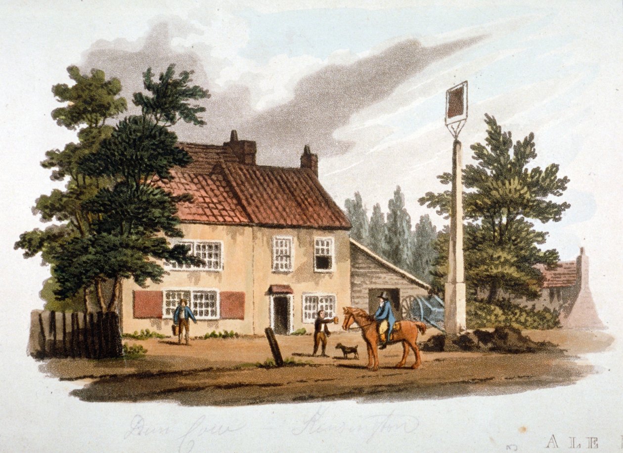 The Dun Cow Inn، Kensington، London، c1810 بواسطة وليام بيكيت