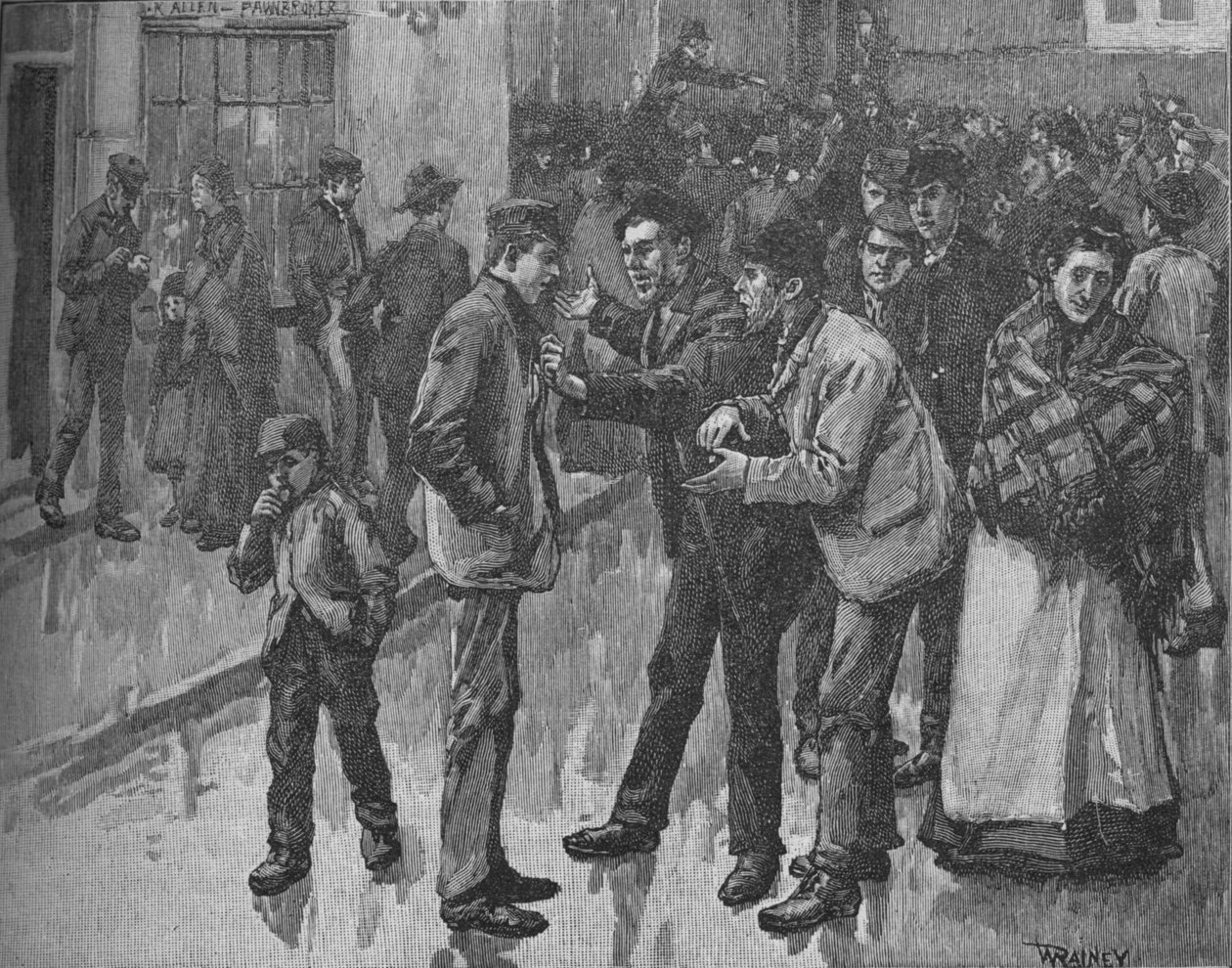 مشهد أثناء ضربة بريستون ، c1890 بواسطة وليام ريني