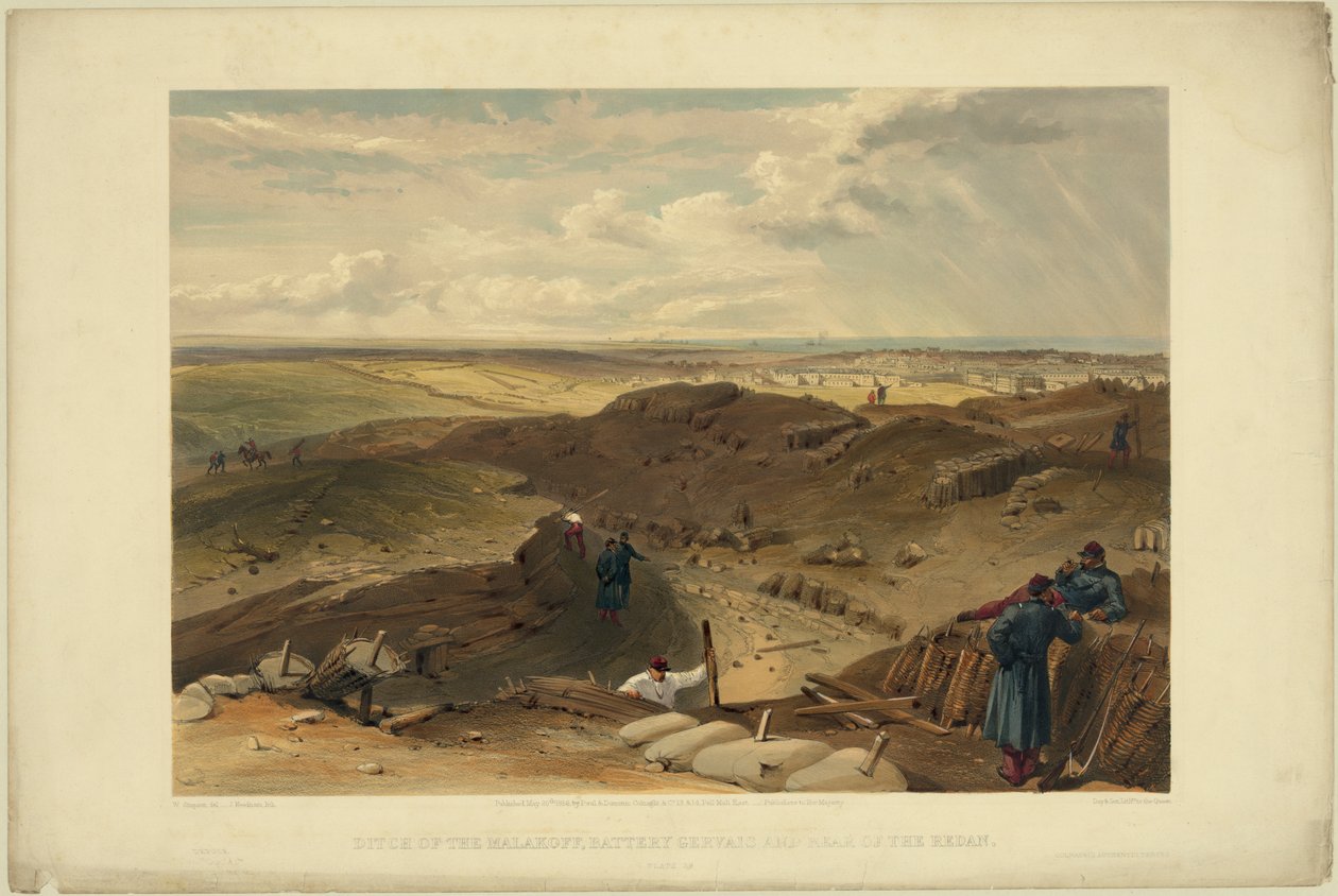 Malakoff معقل ، gervais البطارية وخلفية redan ، 1855 بواسطة وليام كريميا سيمبسون