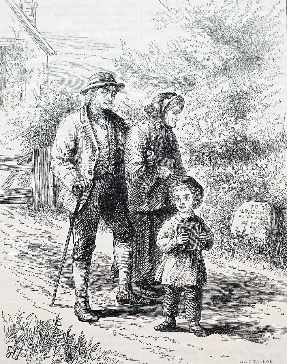 زوجان عجوزان وحفيدهما. بقلم ويليام سمول (1843-1929) رسامًا إنجليزيًا. 1880 (نقش) بواسطة وليام سمول