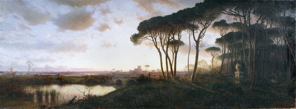 قلعة أوستيا من غابة الصنوبر في كاستل فوسانو ، 1881 بواسطة وليام ستانلي هاسيلتين