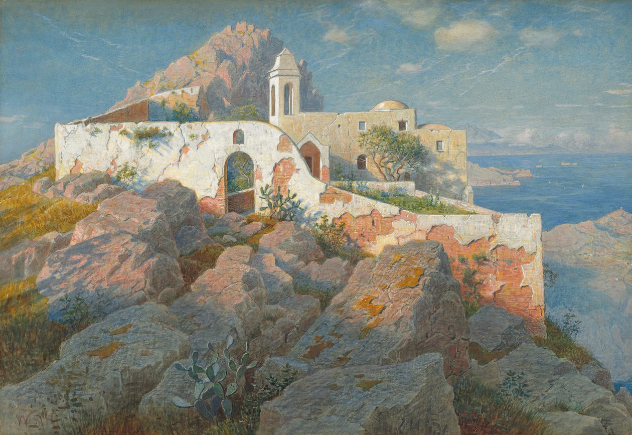 Santa Maria a Cetrella ، Anacapri ، c.1892 (ألوان مائية وغواش فوق الجرافيت) بواسطة وليام ستانلي هاسيلتين