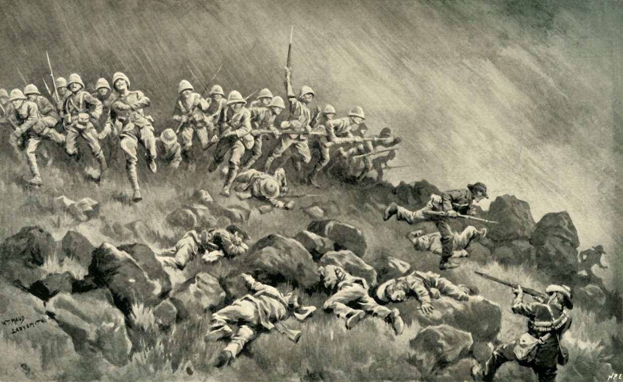 `` The Great Assault on Ladysmith - The Devon's Clearing Wagon Hill '' ، 1900. بواسطة وليام تي مود