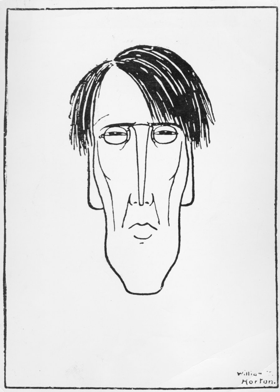 كاريكاتير WB Yeats ، 1898 (حبر على ورق) بواسطة وليام توماس هورتون