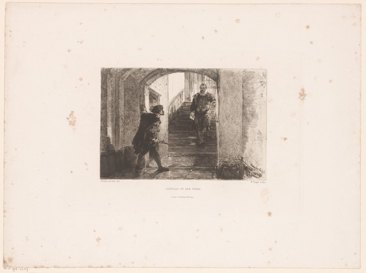 محاولة اغتيال الأمير ، 1584 الاعتداء على الأمير (العنوان على الشيء) بواسطة وليام أنغر