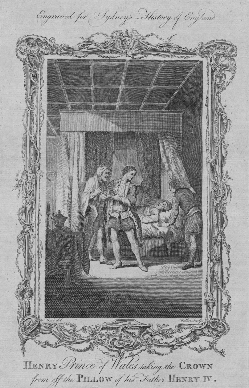 هنري أمير ويلز يأخذ التاج من وسادة هذا الأب هنري الرابع ، 1773. بواسطة وليام ووكر
