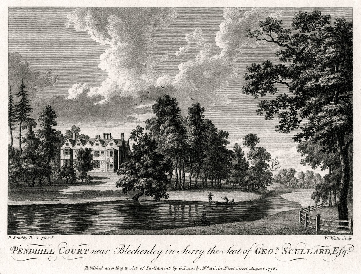 Pendhill Court بالقرب من Bletchenley في Surry مقعد جورج Scullard Esquire ، 1776 بواسطة وليام واتس