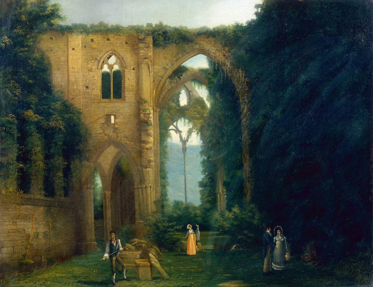 Newstead Abbey with the Last Resting of Byron's Dog Botswain (زيت) بواسطة وليام ويست