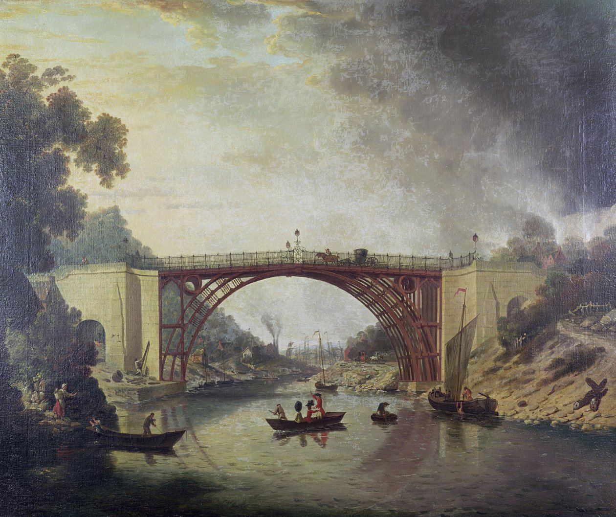 ال جسر الحديد الزهر بالقرب من Coalbrookdale ، c.1780 بواسطة وليام ويليامز