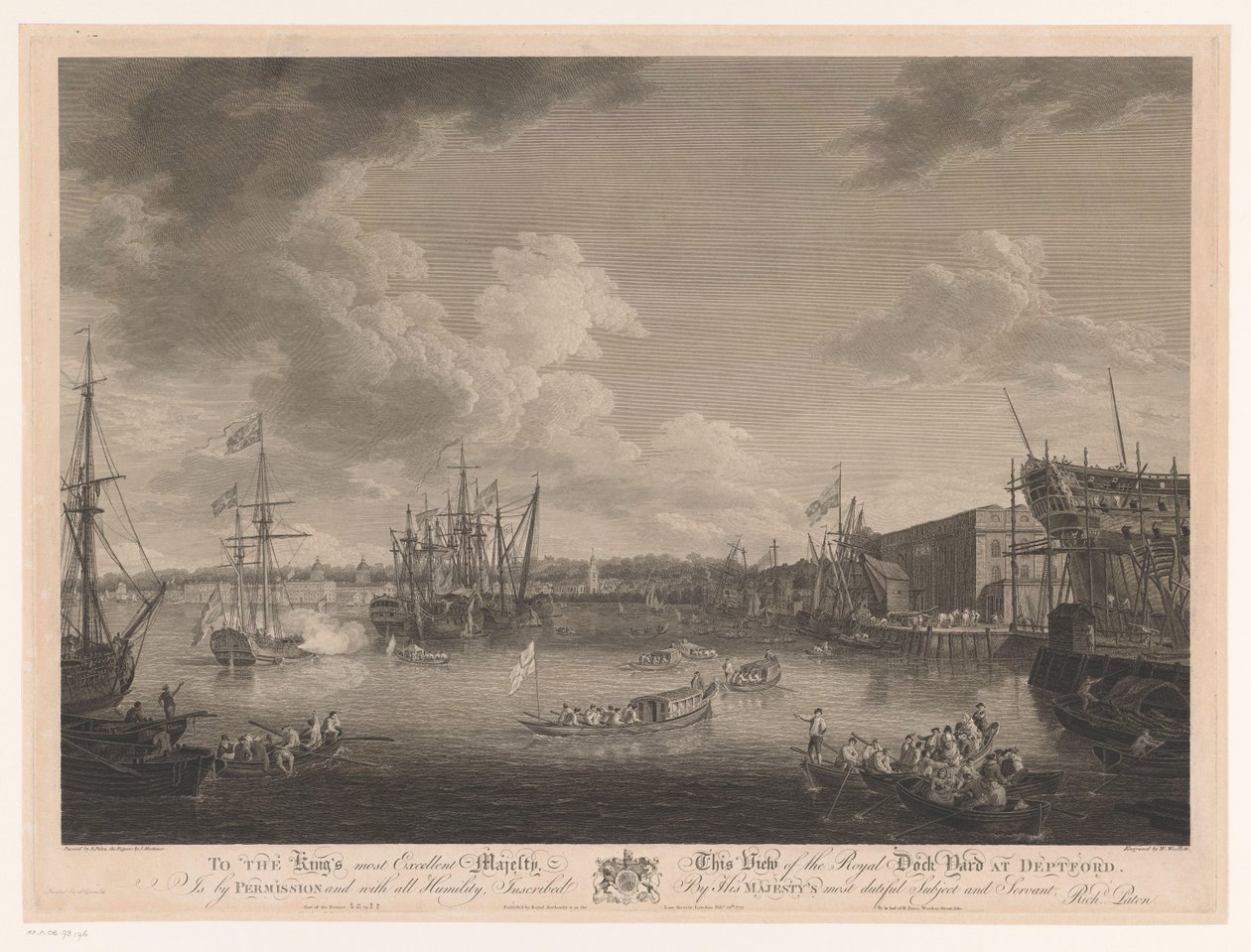 منظر لحوض بناء السفن في ديبتفورد (...) منظر لـ Royal Dock Yark في Deptford (...) (العنوان على الكائن) بواسطة وليام ووليت