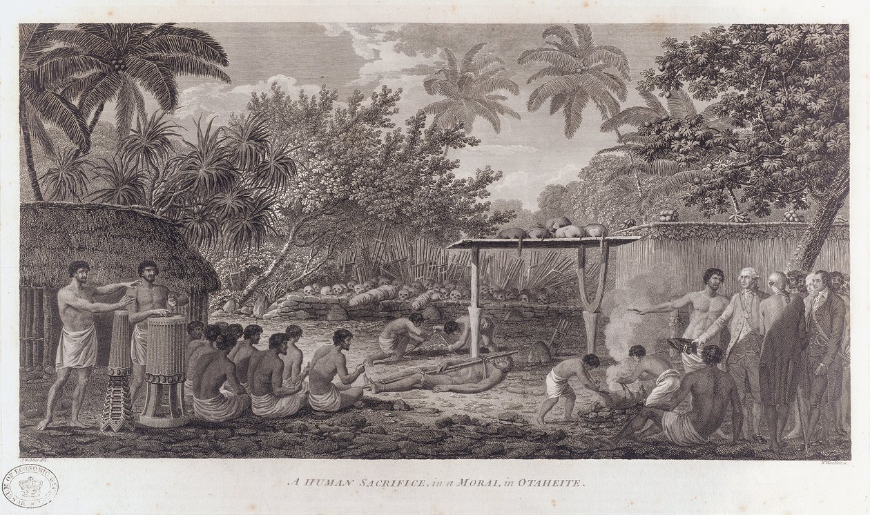 التضحية البشرية في تاهيتي في جنوب المحيط الهادئ ، ج 1773 بواسطة وليام ووليت