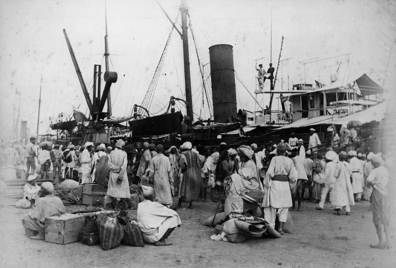 رصيف الأمير ، بومباي: الحجّيج يشرعون ، 1870 بواسطة ويلوبي والاس هوبر