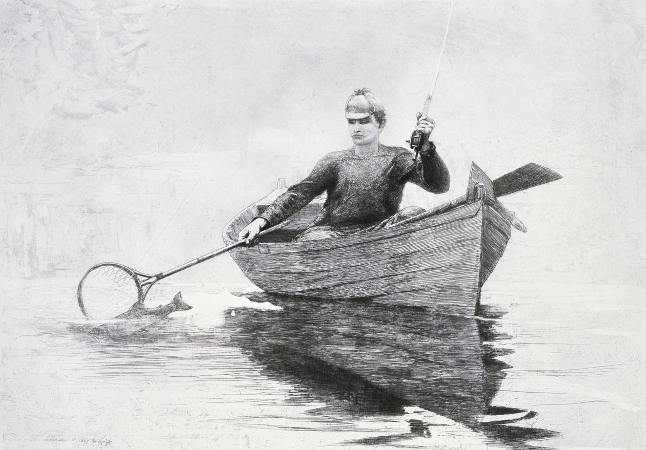 ذبابة صيد في بحيرة ساراناك ، 1889 (النقش و aquatint على ورق مشابه لليابان) بواسطة وينسلو هومر