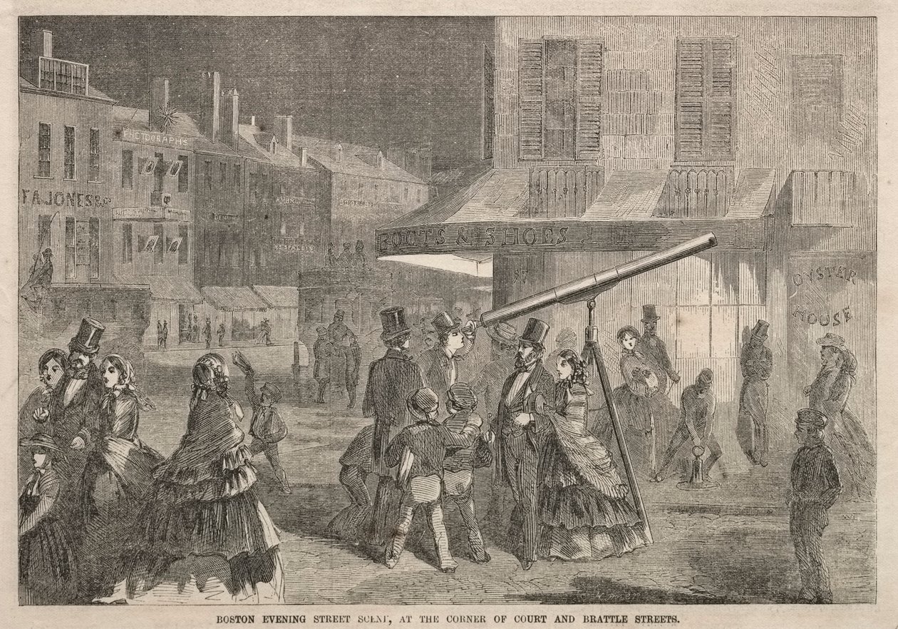 مشهد شارع بوسطن المسائي ، في ركن المحكمة وشوارع براتل ، 1857. بواسطة وينسلو هومر