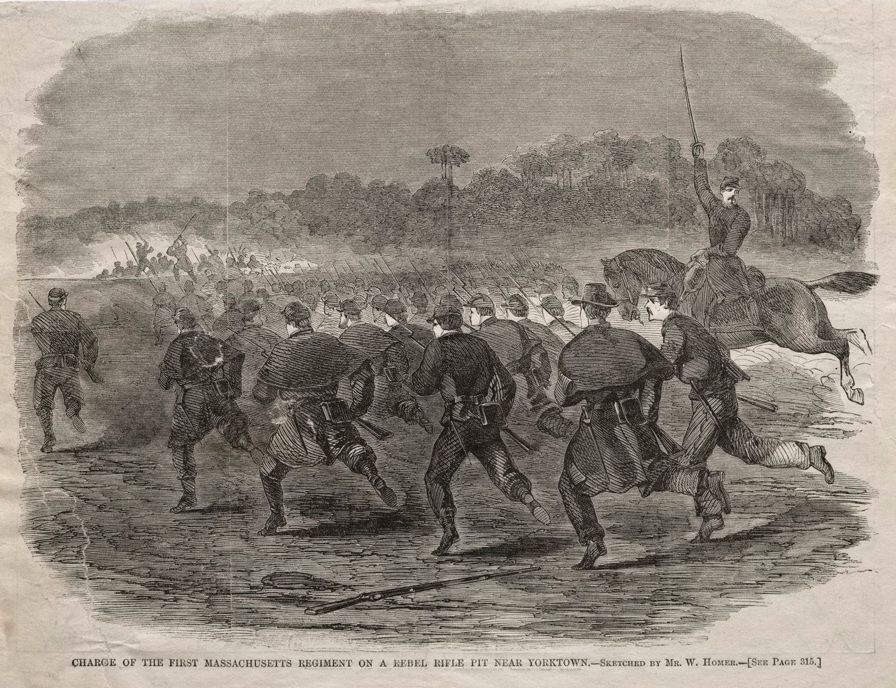 المسؤول عن فوج ماساتشوستس الأول على حفرة بندقية المتمردين بالقرب من يوركتاون ، 1862. بواسطة وينسلو هومر