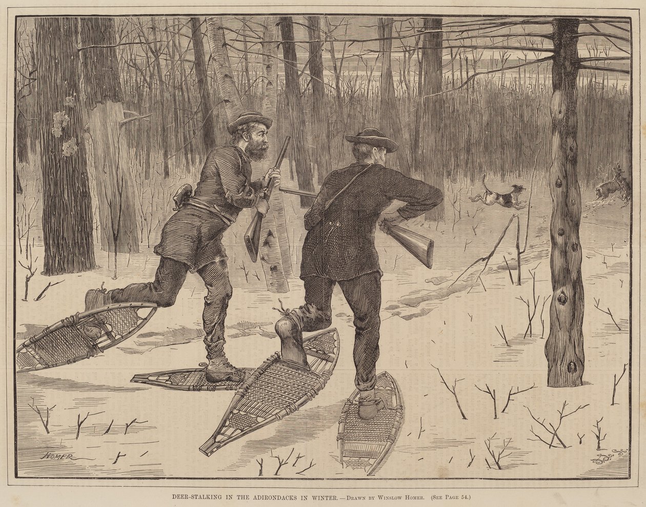 مطاردة الغزلان في Adirondacks في الشتاء ، نُشرت عام 1871. بواسطة وينسلو هومر