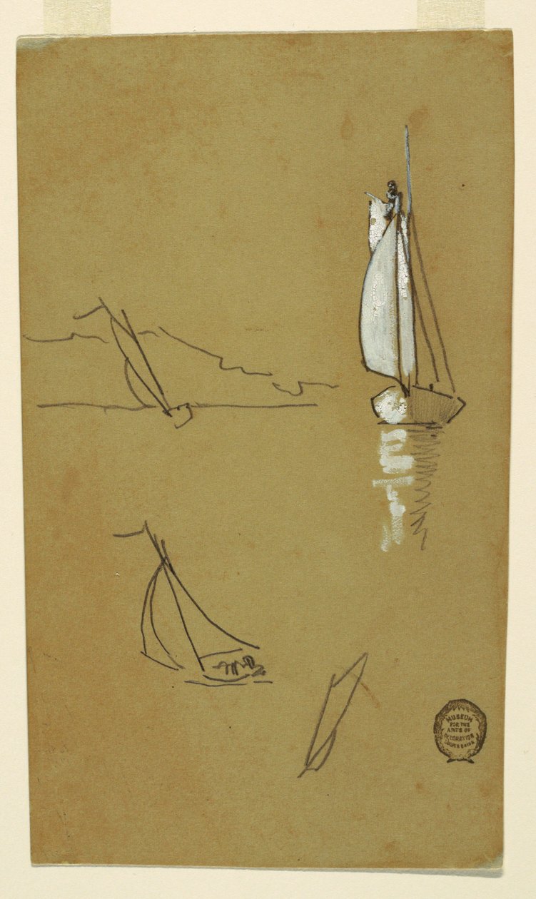 رسم، أربعة تخطيطات لمراكب شراعية، 1880 بواسطة وينسلو هومر