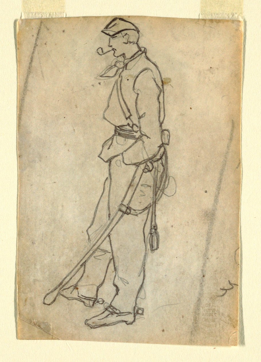 رسم، جندي يحمل سيفاً ومزماراً، 1862 بواسطة وينسلو هومر