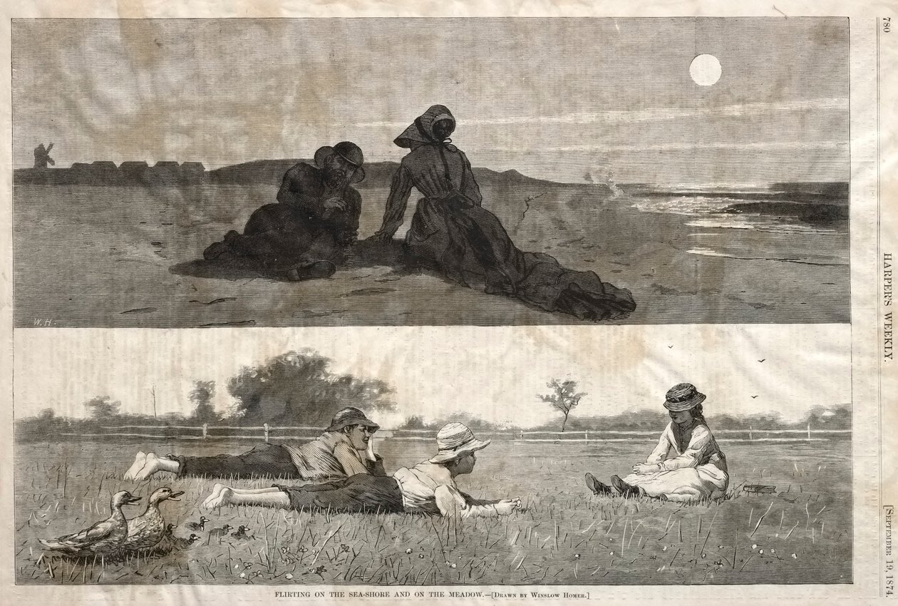 يمزح على شاطئ البحر وعلى المرج ، 1874. بواسطة وينسلو هومر