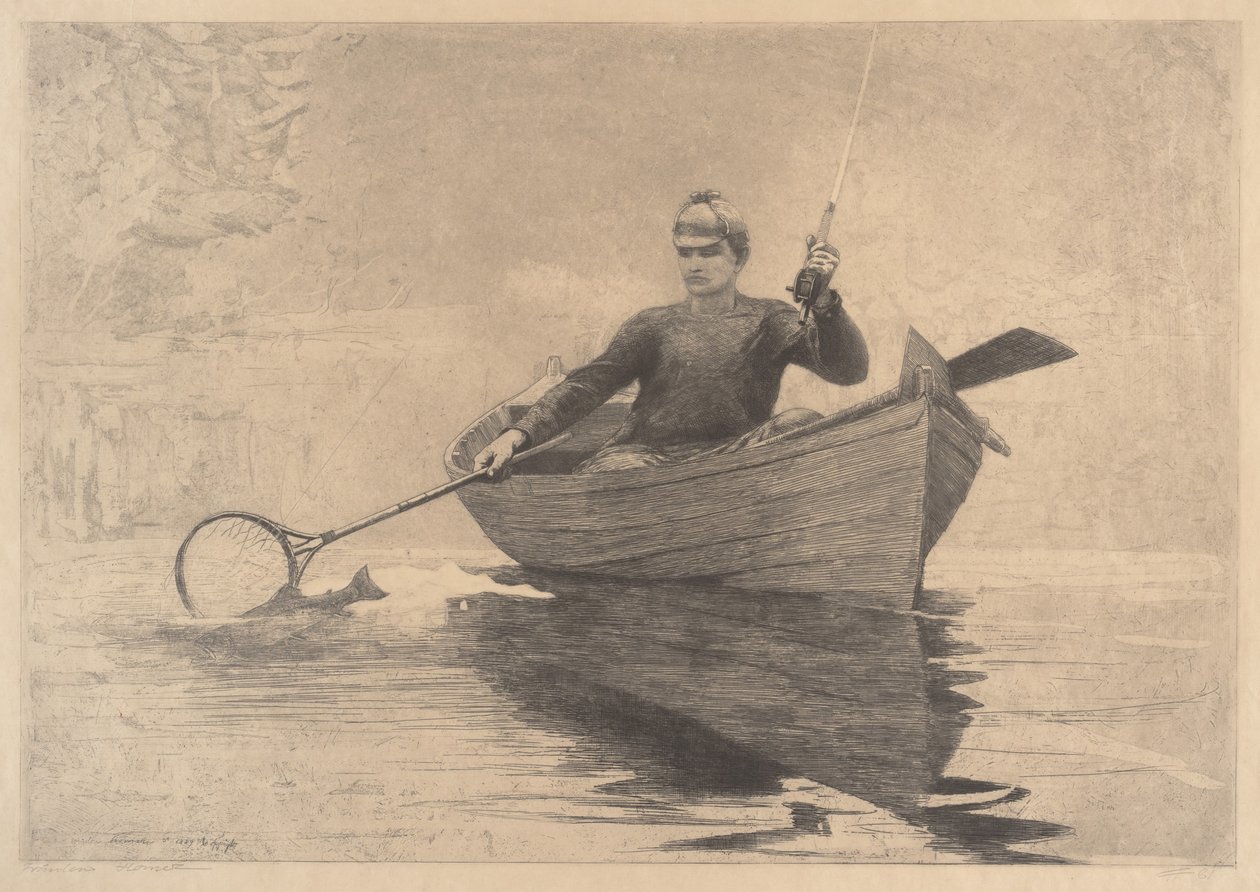 فلاي فيشينج ، بحيرة ساراناك ، 1889 بواسطة وينسلو هومر
