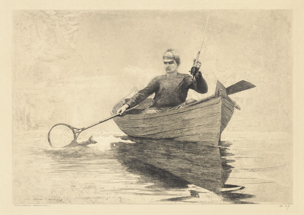 فلاي فيشينج ، بحيرة ساراناك ، 1889 بواسطة وينسلو هومر