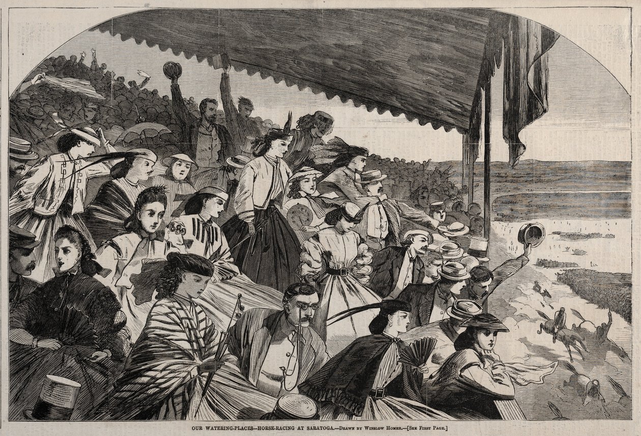 أماكن الري لدينا - سباق الخيل في ساراتوجا ، 1865. بواسطة وينسلو هومر