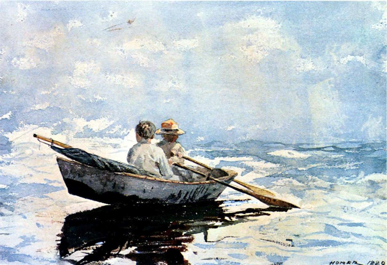 تجديف القارب ، 1880 (مرحاض على ورق على متن الطائرة) بواسطة وينسلو هومر
