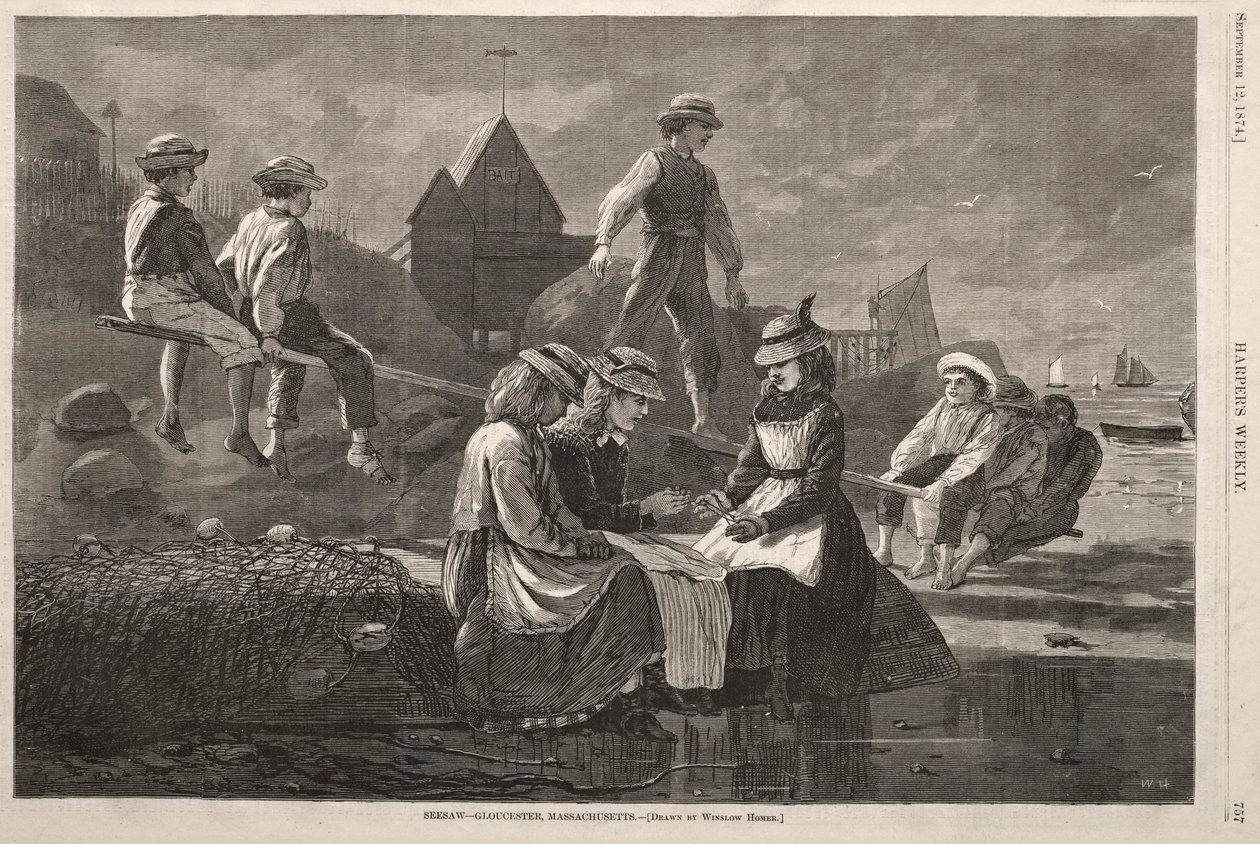انظر Saw - Gloucester ، Massachusetts ، 1874. بواسطة وينسلو هومر