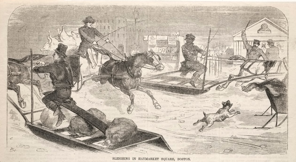 الزلاجة في ساحة هايماركت ، بوسطن ، 1859. بواسطة وينسلو هومر