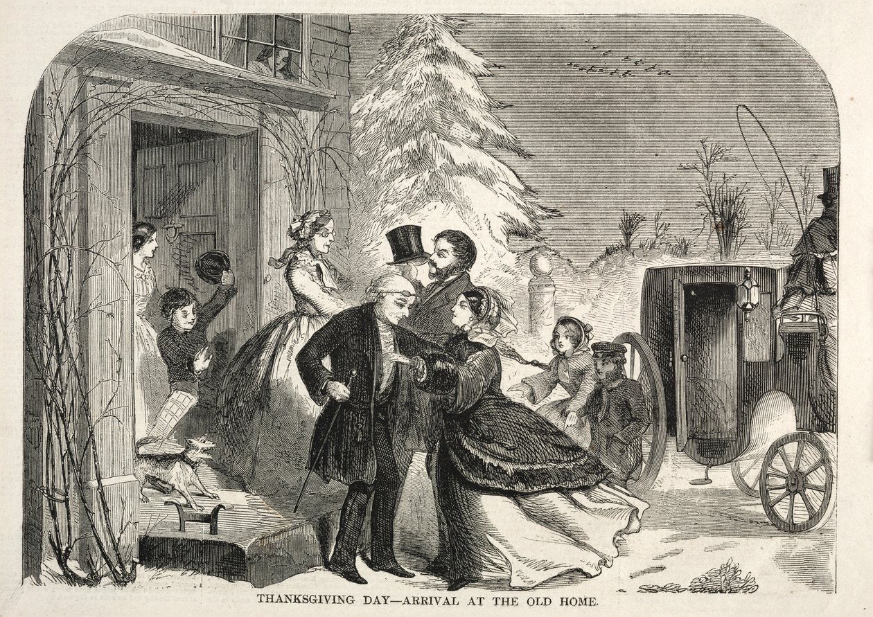يوم عيد الشكر - الوصول إلى المنزل القديم ، 1858. بواسطة وينسلو هومر