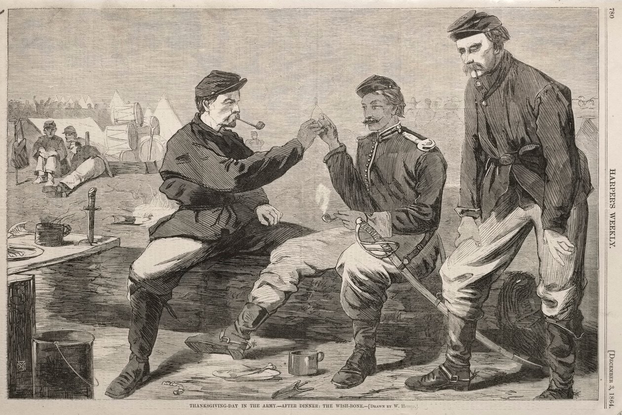 يوم عيد الشكر في الجيش - بعد العشاء: The Wish-Bone ، 1864. بواسطة وينسلو هومر