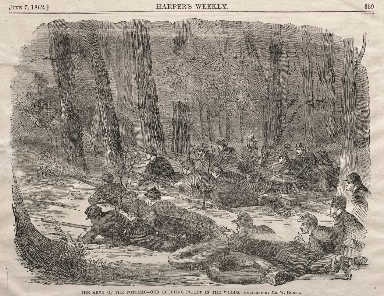 جيش البوتوماك - اعتصامنا الخارجي في الغابة ، 1862. بواسطة وينسلو هومر
