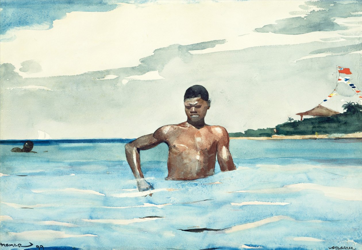 The Bather ، 1899 (مرحاض وجرافيت على ورق منسوج من البيض) بواسطة وينسلو هومر