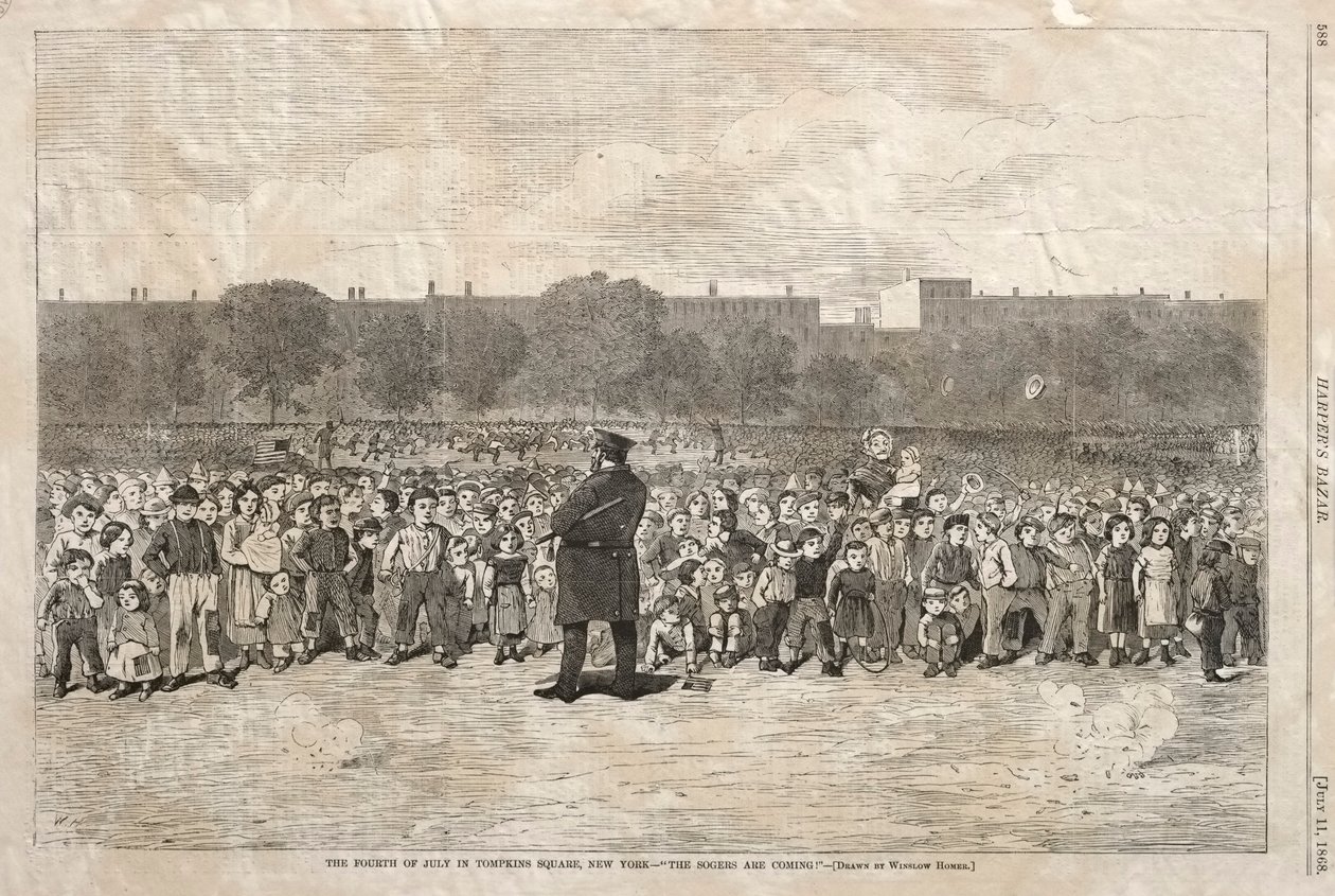 الرابع من يوليو في ساحة تومبكينز ، نيويورك - The Sogers قادمون ، 1868. بواسطة وينسلو هومر
