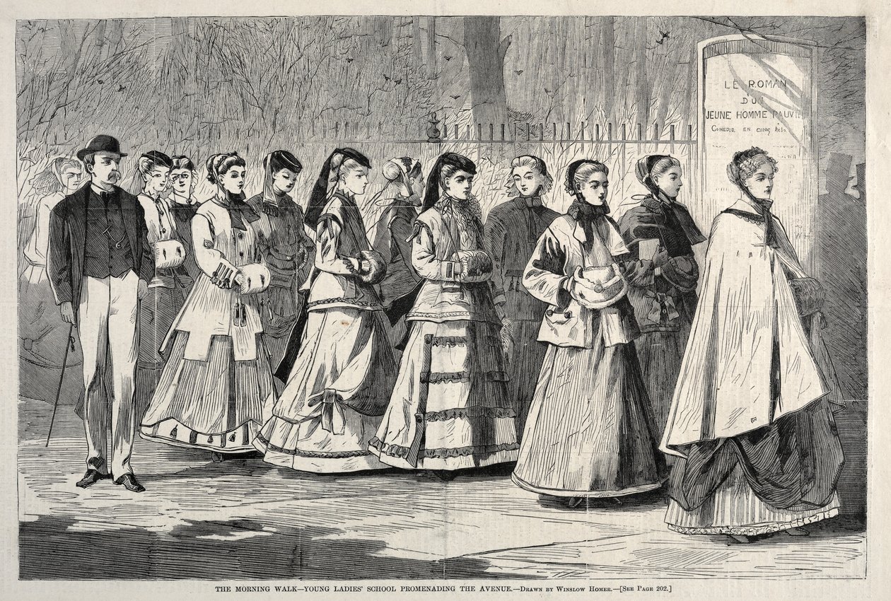 The Morning Walk - مدرسة السيدات الشابات تنزه الجادة ، 1868. بواسطة وينسلو هومر