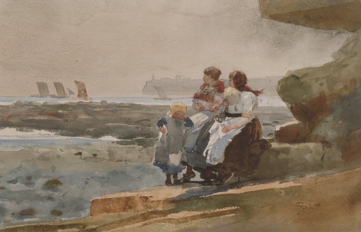 تحت المنحدر ، Cullercoats ، حوالي 1881 (ألوان مائية وجرافيت على ورق منسوج) بواسطة وينسلو هومر