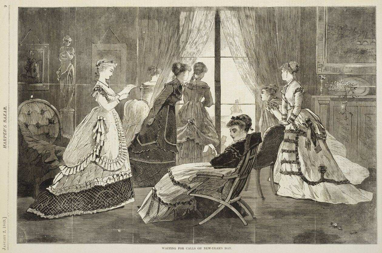في انتظار المكالمات في يوم رأس السنة الجديدة ، 2 يناير 1869 (نقش الخشب) بواسطة وينسلو هومر