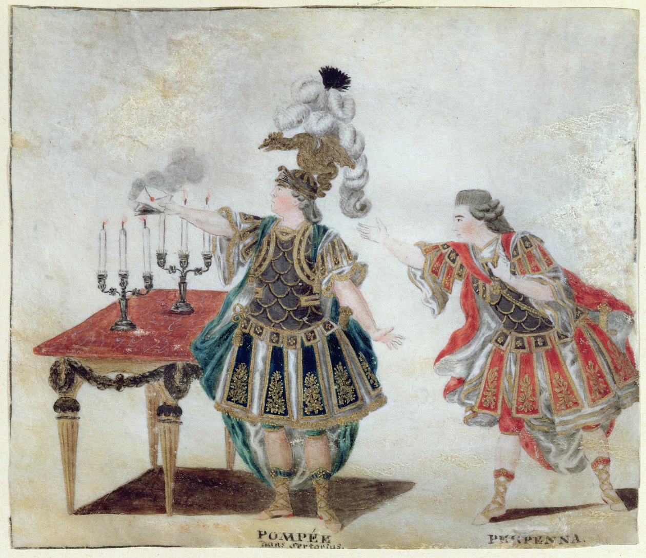 بومبي و بربينا في مأساة سيرتوريوس بقلم كورنيل ، c.1780 بواسطة الصحن