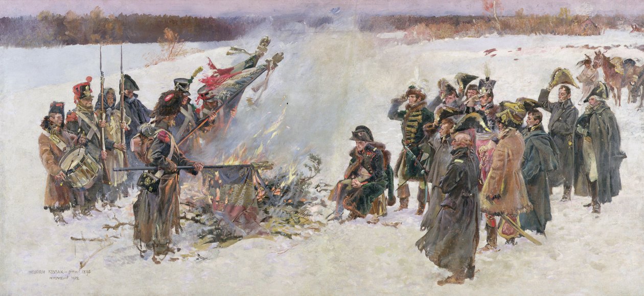 حرق المعايير في عام 1812 ، 1896 ، جزء من "بانوراما بيريزينا" ، 1896 بواسطة Wojciech Kossak
