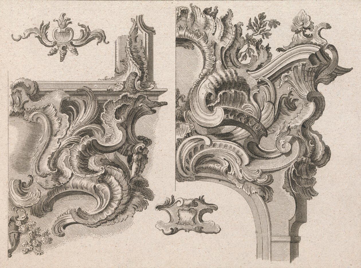 اقتراح لتزيين أسفل يمين وأعلى يمين إطار مذبح ... ، مطبوع ca. 1750-56. بواسطة وولفجانج كريستوف ماير