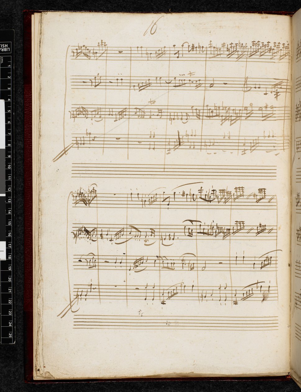 Adagio and Fugue in C minor, K. 546, Add. 28996, f.10v بواسطة فولفغانغ أماديوس موزارت
