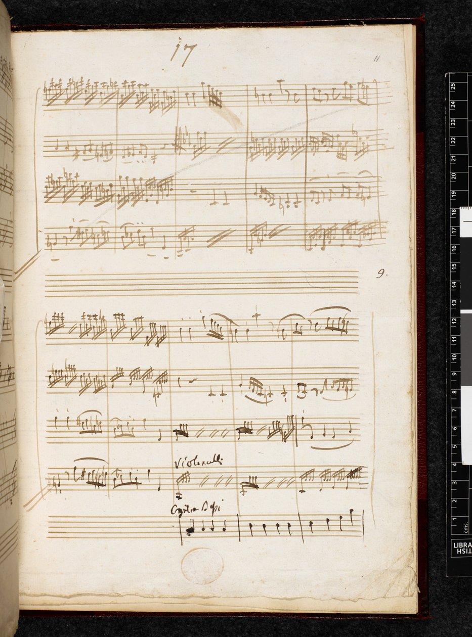 Adagio and Fugue in C minor, K. 546, Add. 28996, f.11r بواسطة فولفغانغ أماديوس موزارت
