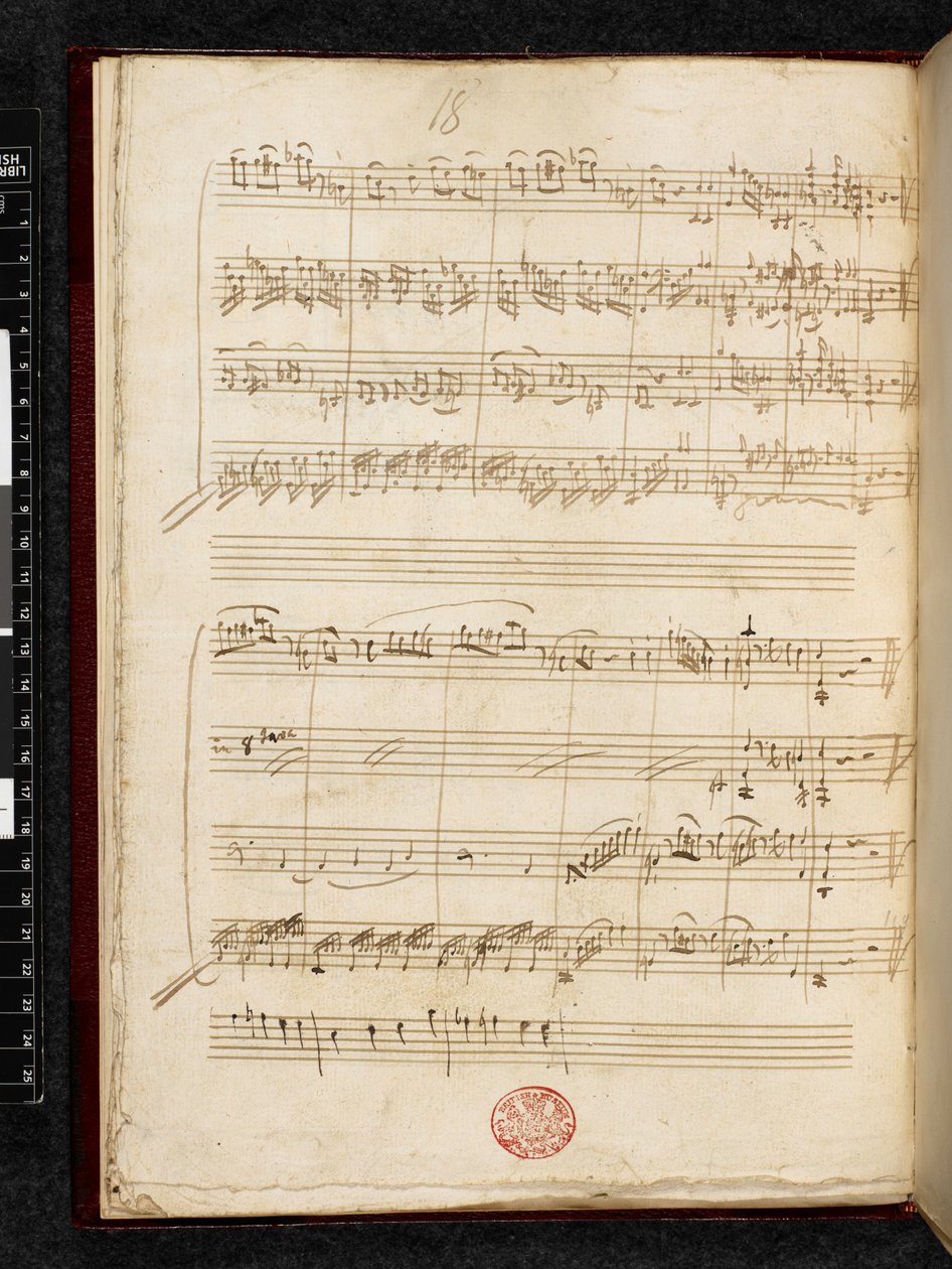 Adagio and Fugue in C minor, K. 546, Add. 28996, f.11v بواسطة فولفغانغ أماديوس موزارت