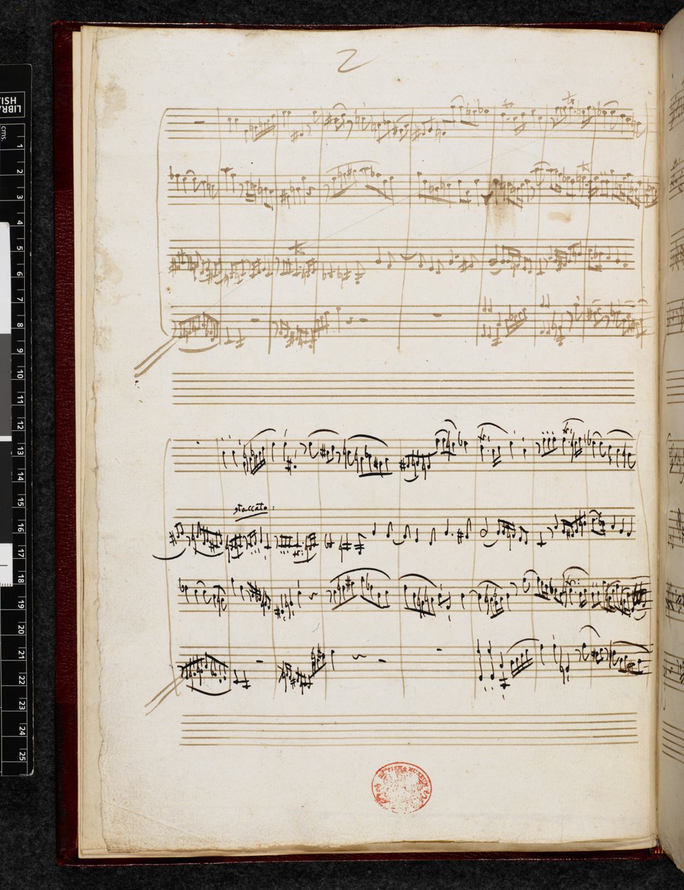 Adagio and Fugue in C minor, K. 546, Add. 28996, f.3v بواسطة فولفغانغ أماديوس موزارت
