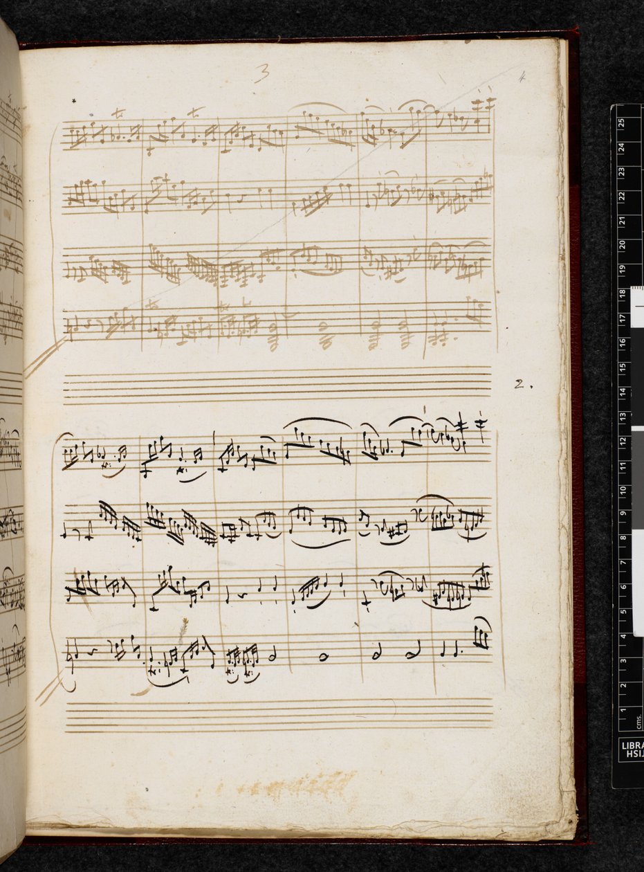Adagio and Fugue in C minor, K. 546, Add. 28996, f.4r بواسطة فولفغانغ أماديوس موزارت