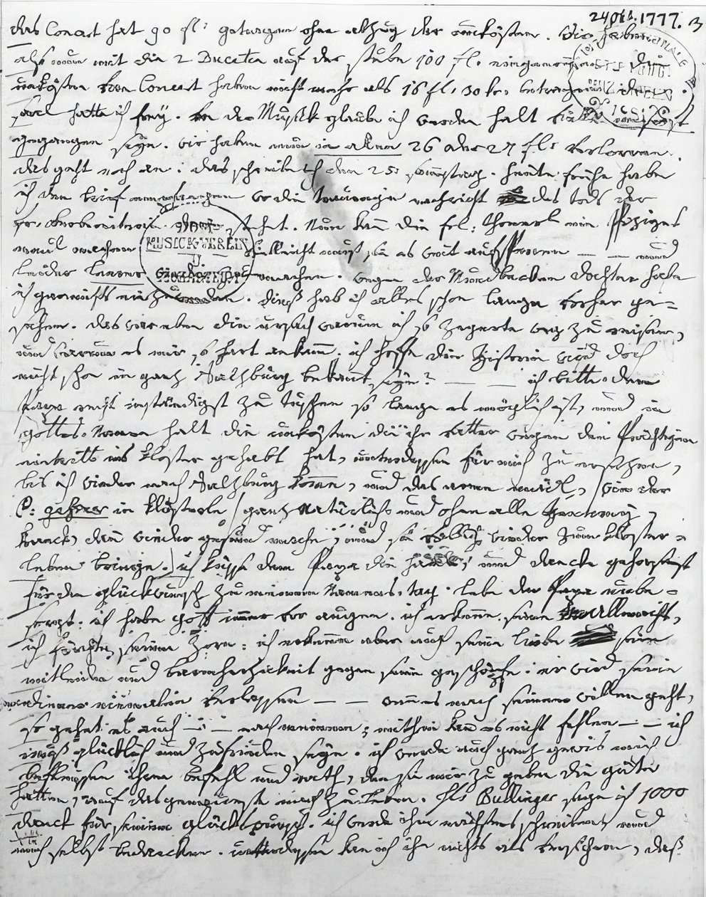 رسالة من WA Mozart. 24 أكتوبر 1777 بواسطة فولفغانغ أماديوس موزارت
