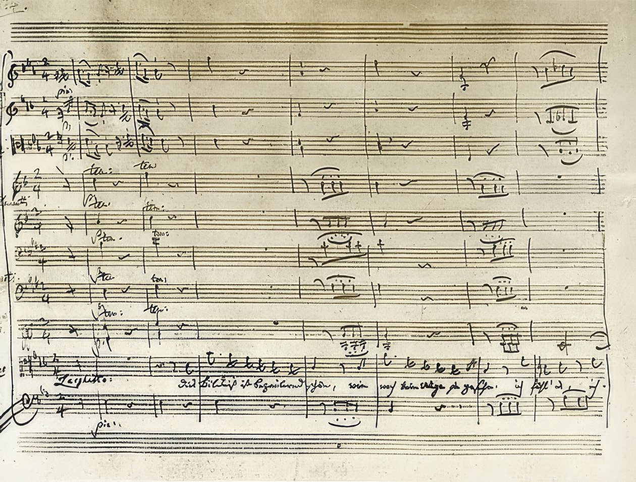 كتابة بخط اليد لبداية صورة Tamino من The Magic Flute. نسخة طبق الأصل. 1791 بواسطة فولفغانغ أماديوس موزارت